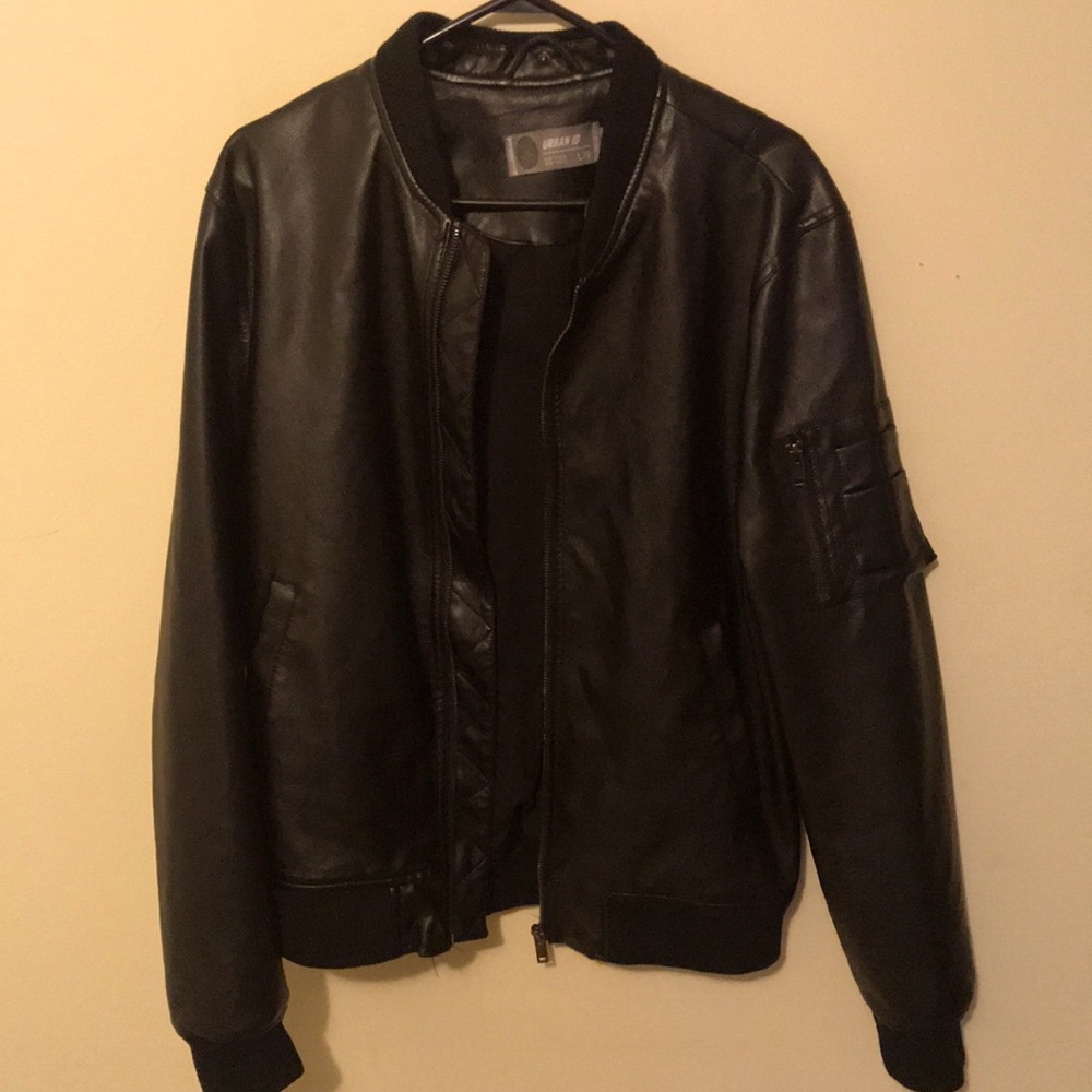 Leather varsity jacket